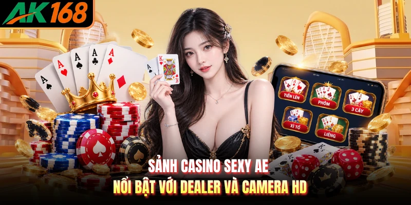 Sảnh casino sexy ae nổi bật với dealer và camera HD